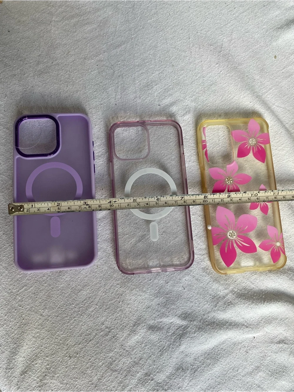 3-Pack Magnetic Wireless Charging Fitted Phone Cases Floral Clear Purple Pink
